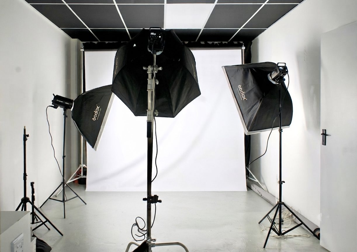Photo studio with softbox lighting